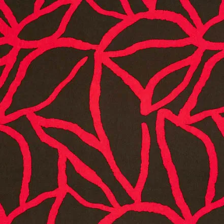 Viscose twill zwart met roodkleurige abstract patroon